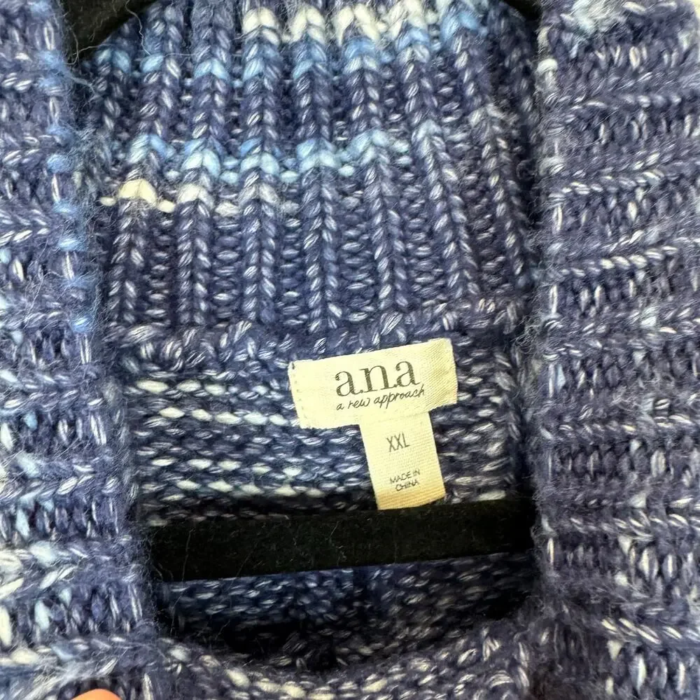 A New Approach Plus Size Blue Thick Knit Mock Neck Sweater Size XXL